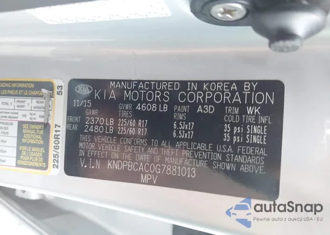 2016 Kia Sportage Lx from USA, damaged, VIN KNDPBCAC0G7881013